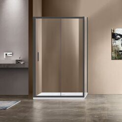 Душевой уголок Vincea Garda VSR-1G8014CLGM 1400х800 вороненая сталь стекло прозрачное