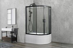 Душевой угол Royal Bath RB 8120BK-T-BL прозрачное левый